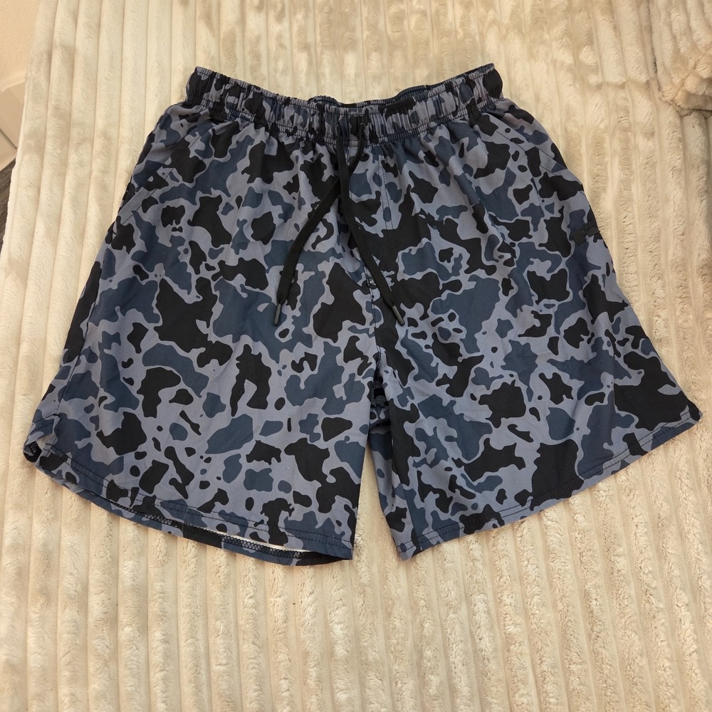 Russell Athletic Large Swimsuit Shorts Camo Gray And Black